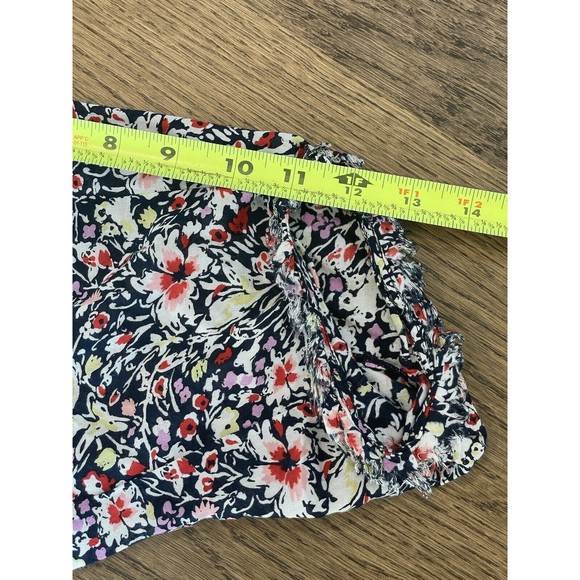 Poupette St Barth Navy Floral Romper Women’s S Frayed Hem Half Sleeve V Neck - Picture 11 of 13